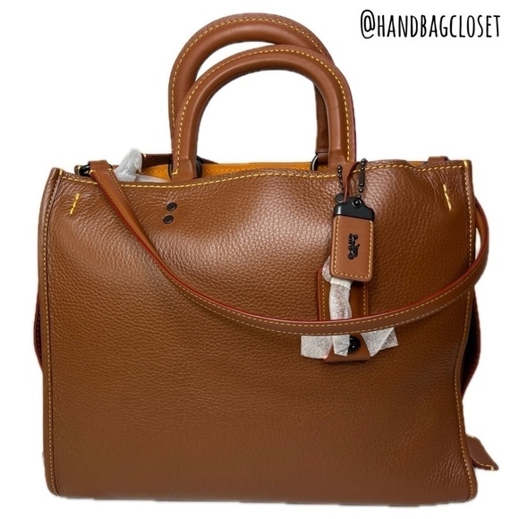 Coach LARGEST Rogue 36 Glovetanned Leather Top Handle Saddle Brown 54556 Bag - Picture 1 of 16